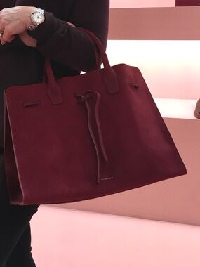 Mansur Gavriel Large Suede Burgundy Sun Bag